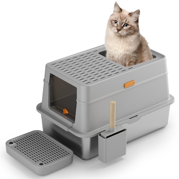 Caja de arena para gatos de acero inoxidable EG-CLBS01F